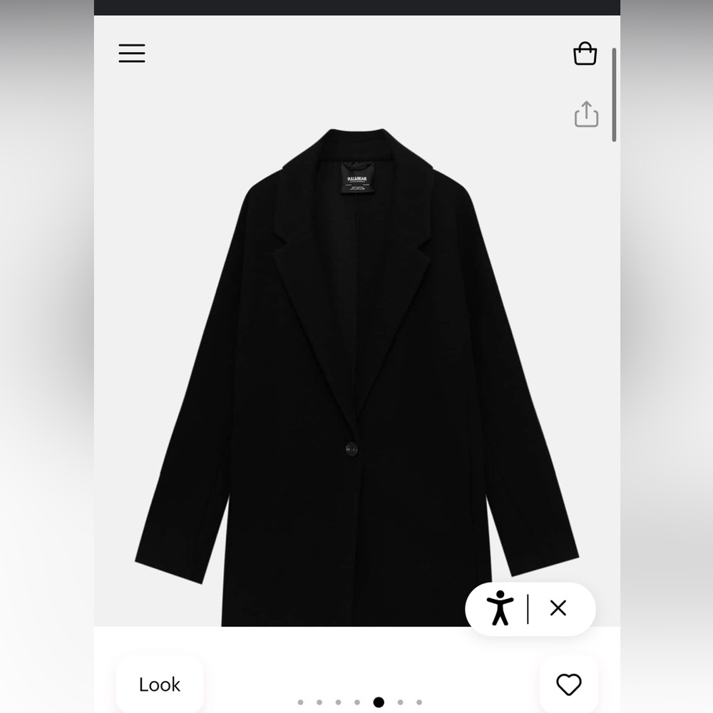Pull&Bear Black Felt Texture Coat with button